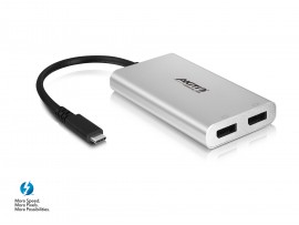 Akitio T3-2DP Thunderbolt 3 to Dual DisplayPort Adapter 4K monnitor USB-C cable