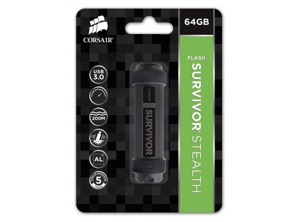 NEW Corsair 64GB Survivor Stealth USB 3.0 Flash Drive Memory Stick CMFSS3B-64GB