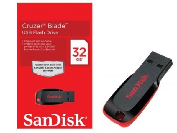 NEW SanDisk Cruzer Blade 32GB USB 2.0 Flash Drive Memory Stick SDCZ50-032G-B3