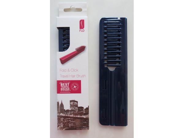 FLO Pocket Travel Blue Hair Brush Comb FOLD & CLICK Hairdressing Styling Salon Beauty