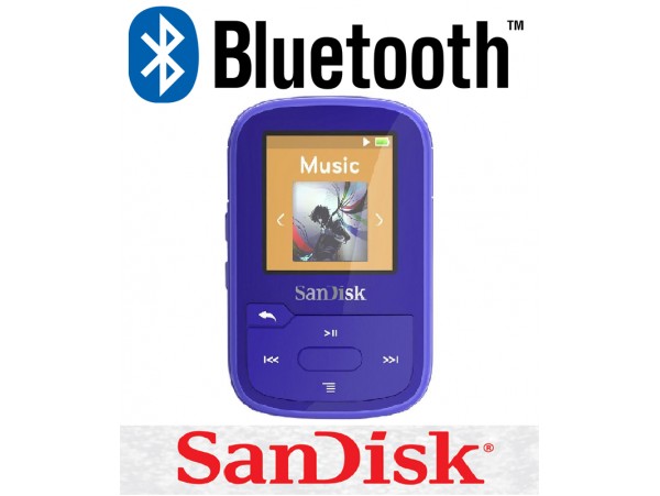 SanDisk Clip Sport Plus 16GB BLUE Wireless Bluetooth MP3 Player FM RADIO Music