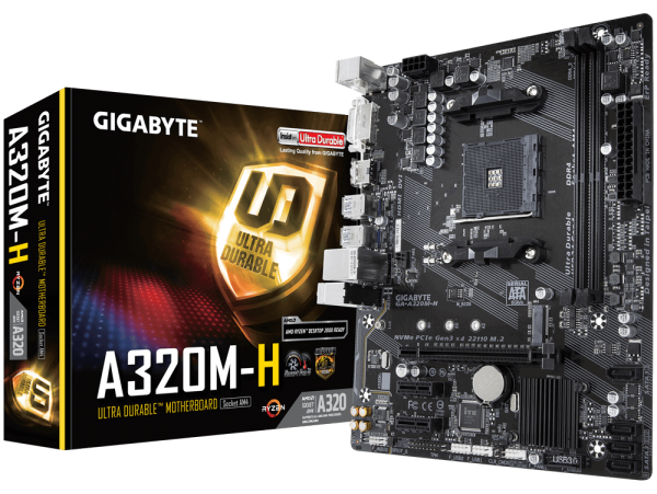 NEW Gigabyte GA-A320M-H Motherboard CPU AM4 AMD Ryzen DDR4 HDMI DVI Gigabit LAN