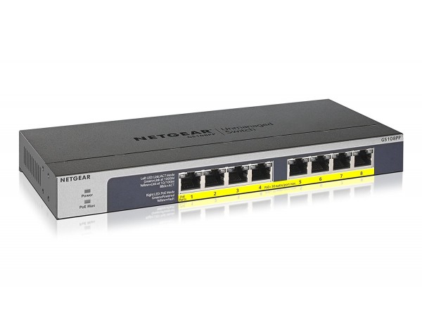 NETGEAR GS108PP 8-Port Gigabit Ethernet Unmanaged Switch PoE/PoE+ 120W Rackmount