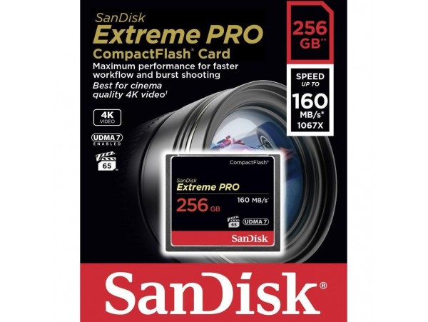 SanDisk 256G Extreme PRO CompactFlash 160MBs Memory Card Camera SDCFXPS-256G-X