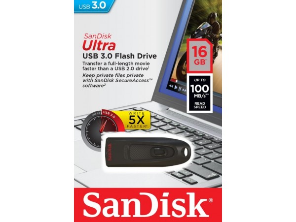 Sandisk 16GB Ultra USB 3.0 up 100MB/s Flash Memory Drive Slider SDCZ48-016G-U4