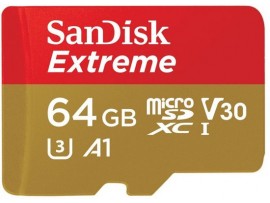 SanDisk Extreme 64GB microSD SDXC UHS-I Memory Card Adapter SDSQXAF-064G-GN6MA