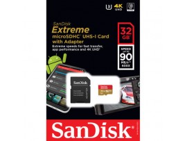 SanDisk 32GB Extreme 4K UHS-I microSDHC Memory Card Adapter SDSQXVF-032G-GN6MA 