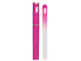 NEW FLO MINI CRYSTAL GLASS NAIL FILE Pink 9cm/3.5inch TRAVEL Carry Case Women