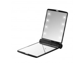 FLO Celebrity Mirror Black 8 LED Light Cosmetic Makeup Portable Compact Folding Pocket