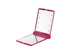 FLO Celebrity Mirror Pink 8 LED Light Cosmetic Makeup Portable Compact Folding Pocket
