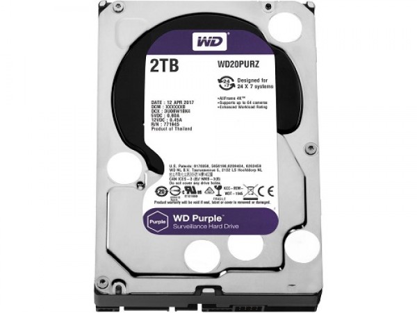 WD Purple 2TB Video 24/7 HDD Hard Disk Drive 5400RPM 64MB SATA3 3.5" WD20PURZ