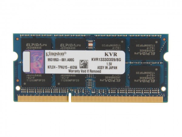 Kingston DDR3 8GB 1333MHz SODIMM PC3-10600 CL9 KVR1333D3S9/8G Laptop RAM Memory