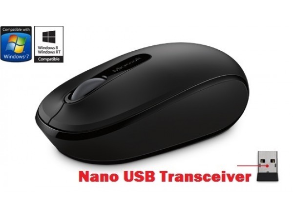 NEW Microsoft Wireless Mobile Mouse 1850 BLACK Nano USB Transceiver Windows 7/8