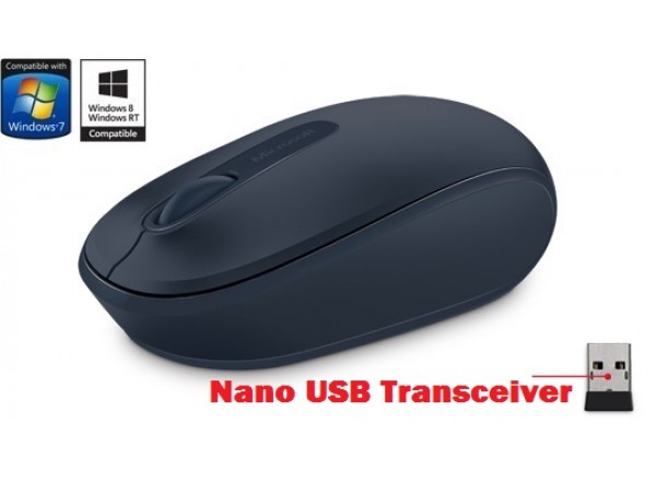 NEW Microsoft Wireless Mobile Mouse 1850 BLUE Nano USB Transceiver Windows 7/8