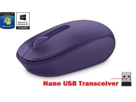 NEW Microsoft Wireless Mobile Mouse 1850 PURPLE Nano USB Transceiver Windows 7/8