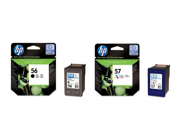 Genuine HP 2 pack Ink Cartridge 56 Black 57 Tri-color Deskjet 7350 5550 Printer