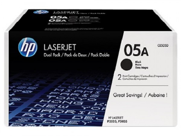 Genuine HP 05A 2-pack Black CE505D Toner Cartridge Printer LaserJet P2035 P2055