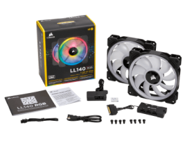 CORSAIR LL140 RGB 140MM DUAL LIGHT LOOP RGB LED PWM FAN - 2 FAN PACK WITH LIGHTING NODE PRO