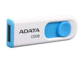 ADATA Classic Series 32GB Retractable USB 2.0 Flash Drive (White + Blue)