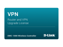 D-Link DWC-1000 VPN Upgrade License supports PPTP, L2TP, IPsec, and SSL VPNs.