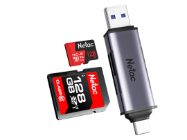 Netac Card READER WK13 USB3.0+TYPE-C Msd/SD Aluminum NT09WK13-30GR 1xSD, 1xTF