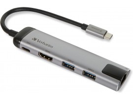 Verbatim 49141 USB-C Multiport Hub - USB 3.0 | HDMI | Gigabit Ethernet, Silver