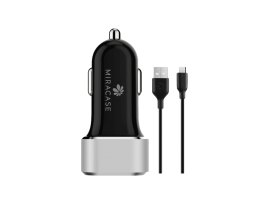 Miracase MCC340N Car charger + Micro USB Black-silve 1.2 Metre DC12-24V 3.4A