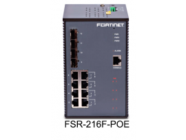 Fortinet FSR-216F-POE Switch Rugged Layer 2/3 ruggedized FortiGate switch controller compatible PoE switch with 16 x 10M/100M/1GE RJ45 PoE 802.3bt type 4 (90W) with maximum 360W limit, and 4 x 1G/10GE SFP+. IP40 rating