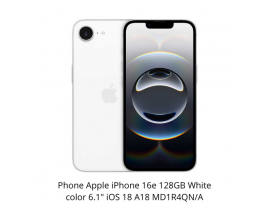 Phone Apple iPhone 16e 128GB White color 6.1" 2532x1170 iOS 18 A18 MD1R4QN/A