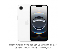 Phone Apple iPhone 16e 256GB White color 6.1" 2532x1170 iOS 18 A18 MD1W4QN/A