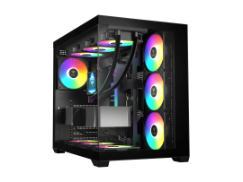 Gamdias Aura GC107 Elite Panoramic ARGB Mid-Tower PC Case 7 Built-In Fans
