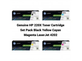 Genuine HP 220X Toner Cartridge Set Pack Black Yellow Cayan Magenta LaserJet 4202