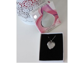 FLO Women Fashion Perfume Jewelry Heart Pendant Necklace Chain Fragrance SILVER