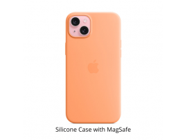 Apple Silicone Case with MagSafe for iPhone 15 Plus Orange Sorbet MT173ZM/A