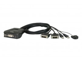 Aten CS22D 2-Port USB DVI Cable KVM Switch with Remote Port Selector USB Mini-B