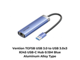 Vention TGFSB USB 3.0 to USB 3.0x3 RJ45 USB-C Hub 0.15M Blue Aluminum Alloy Type