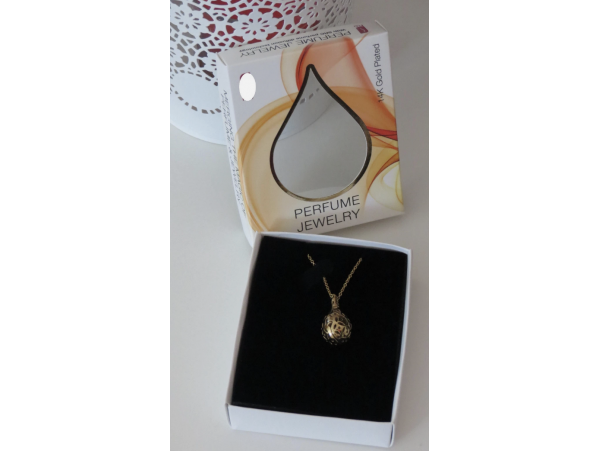 FLO Women Fashion Perfume Fil Jewelry Drop Pendant Necklace Chain Fragrance GOLD