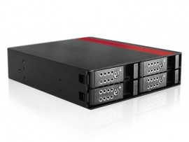 iStarUSA BPU-124DE-SS 5.25" to 4x 2.5" SAS SATA Hot-Swap Rack Mobile Cage Aluminum