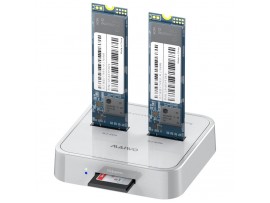 Maiwo K3016SD Dual Bay M.2 NVMe SATA (B+M Key) SSD Docking Station SD Card