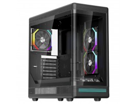 1stPlayer PB8 Black ATX Gaming PC Case Integrated LCD Monitor Screen 3xARGB Fans