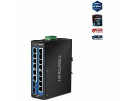 TRENDnet TI-G162 Hardened Industrial 16-Port Gigabit Switch 2x SFP DIN-Rail Hub