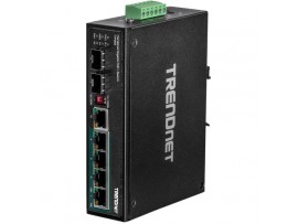 TRENDnet TI-PG62 Industrial Gigabit PoE+ DIN-Rail Switch 120W 4x PoE+ 2x SFP