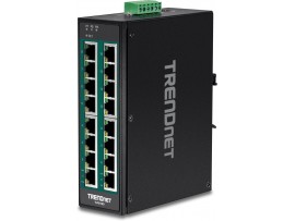 TRENDnet TI-PG160 Industrial Gigabit PoE+ DIN-Rail Switch 16-Port 240W IP30