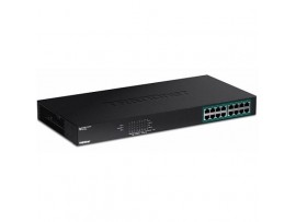 TRENDnet TPE-TG160g 16-Port Gigabit PoE+ Rackmount Switch 246W Metal 1U Hub