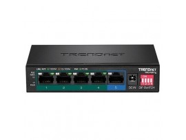TRENDnet TPE-TG51g 5-Port Gigabit Long-Range PoE+ Switch 60W Metal DIP VLAN QoS